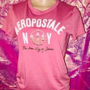 Pink white gold Aeropostale t-shirt